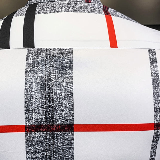 Luxury Print Long Sleeve Korean Design Casual Men Shirt