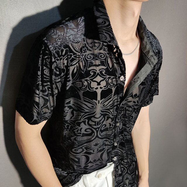 Artistic Geometric Pattern Transparent Shirt