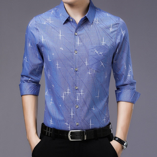 Geometric Stars Striped Long-Sleeved Shirts