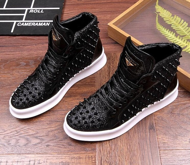High Top British Style Rivet Shoes Men Casual Sneaker