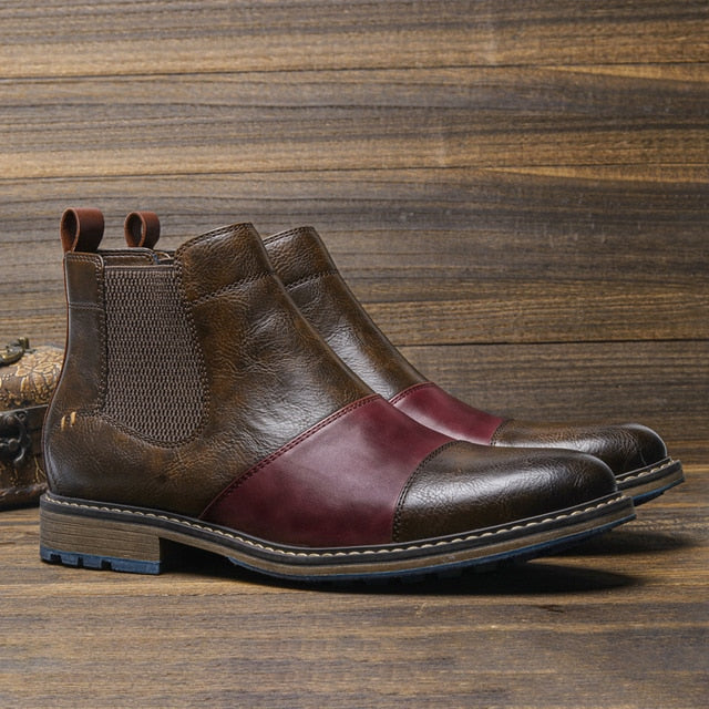 Solid Slip-On Synthetic Leather Chelsea Boots