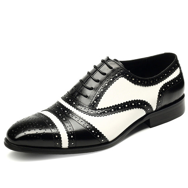 Classic Style Perforated Details with Contrast Color Men Oxford Shoes - FanFreakz