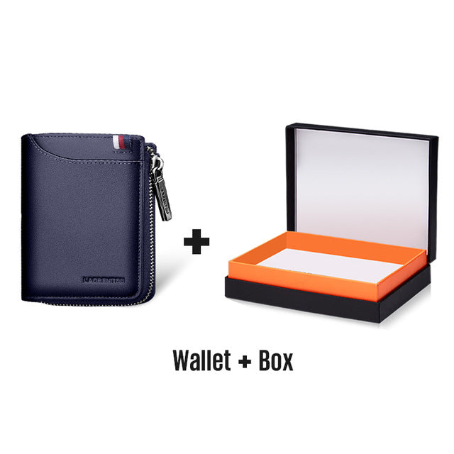 Zip Closure Mini Men Genuine Leather Wallet