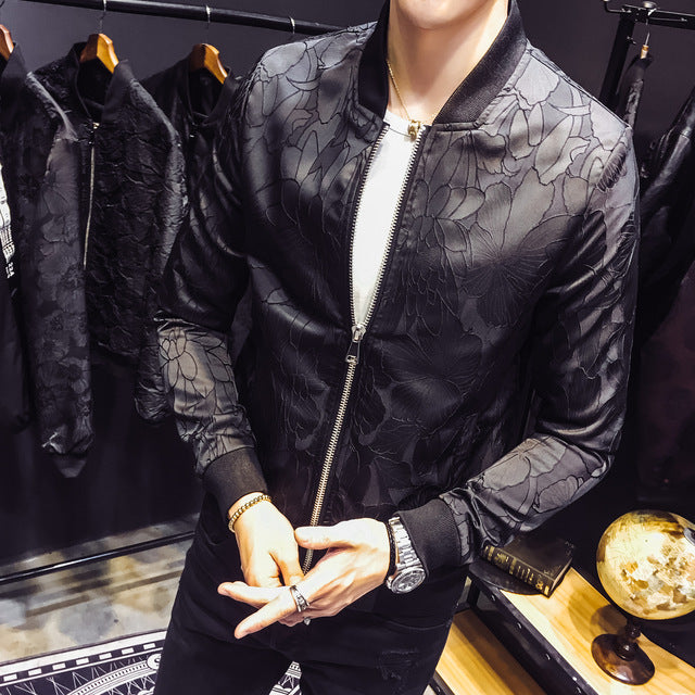 Dark Unique Patterns Men Slim Fit Bomber Jacket - FanFreakz