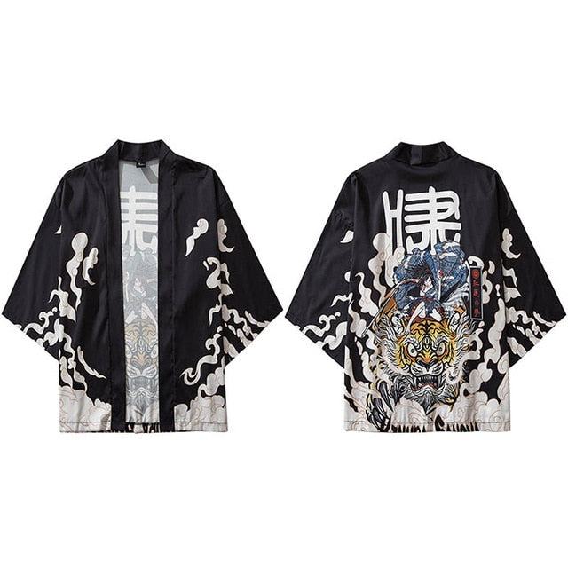Japanese Haori Traditional Tiger Print Men Jacket