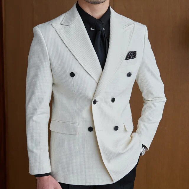 Lapel Collar Double-Breasted Blazer