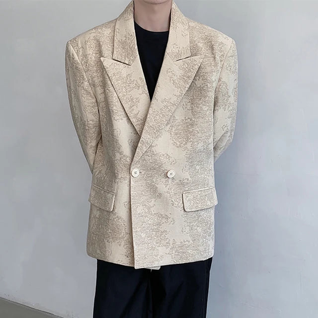 Spring Jacquard Casual Apricot Blazer