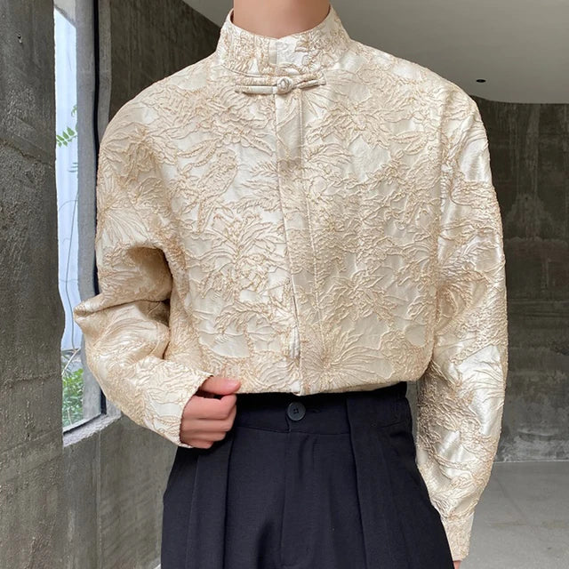 Vintage Knot Chinese Style Embroidery Shirt