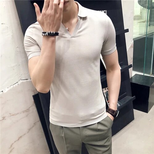 Solid Color Short Sleeve Polyester Polo Shirt
