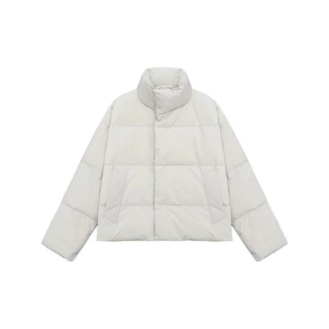 Solid Padded Stand Collar Trendy Jacket