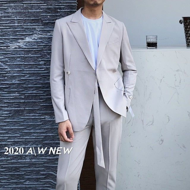 Stylish Asymmetry Button Belt Blazer