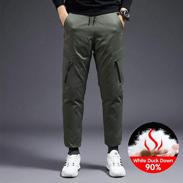 Solid Pocket Style Down Jogger Pants