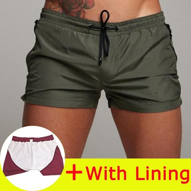 Simple Solid Drawstring Boxer Shorts