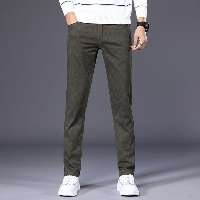 Plaid and Geometric Patterned Regular Fit Trousers