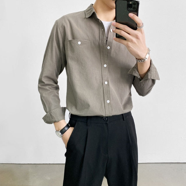 Chest Pocket Decorated Long-Sleeved Shirt