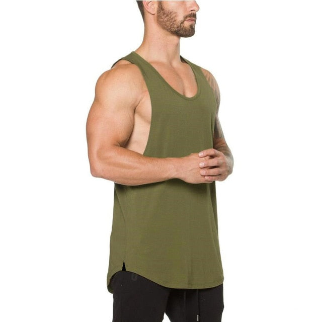 Badge Decorated Solid Color Fitness Tank Top