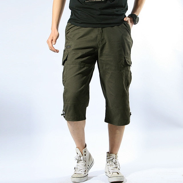 Cotton Solid Cargo Multi Pocket Style Men Shorts