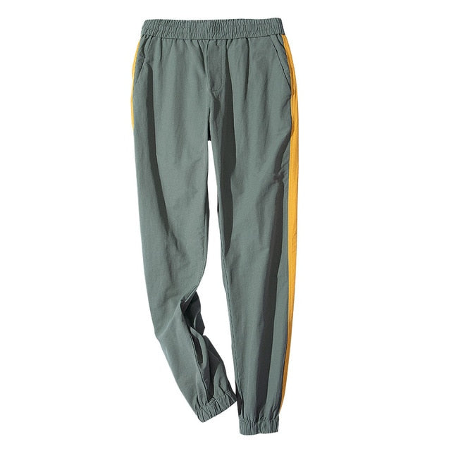 Casual Side Stripes Color Block Patchwork Style Men Pants