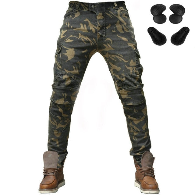 Camouflage Green Leisure Motorcycle Riding Style Men Pants