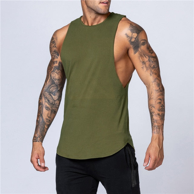 Small Badge Decorated Solid Color Cotton Tank Top