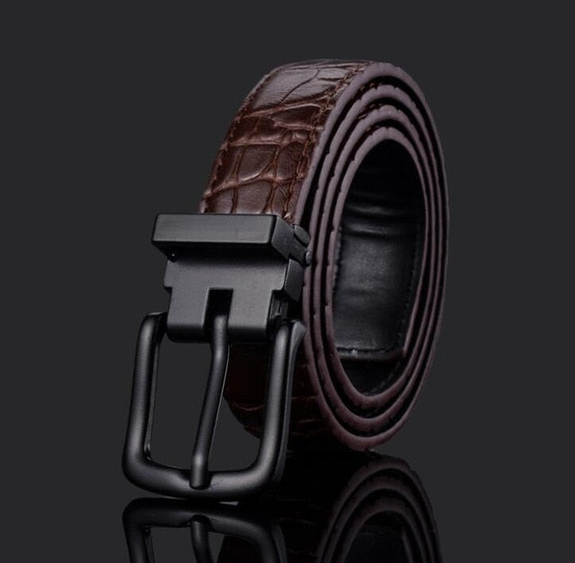 Solid Croco Pin Buckle Casual Style Men PU Leather Belt