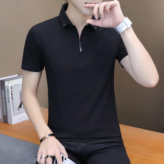 Casual Solid Cotton Polo Shirt