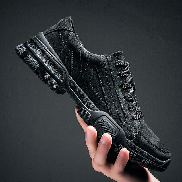 Leather Solid Suede Double Color Men Sneakers