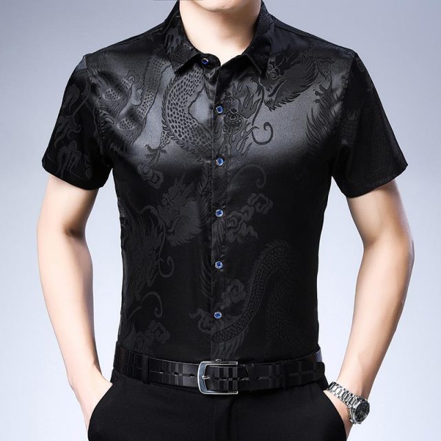Invisible Dragon Printed Monocolor Short Sleeve Shirt