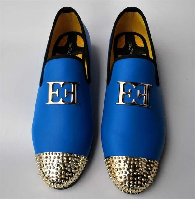 Double E Metal Rivets Cap Toe Style Loafers