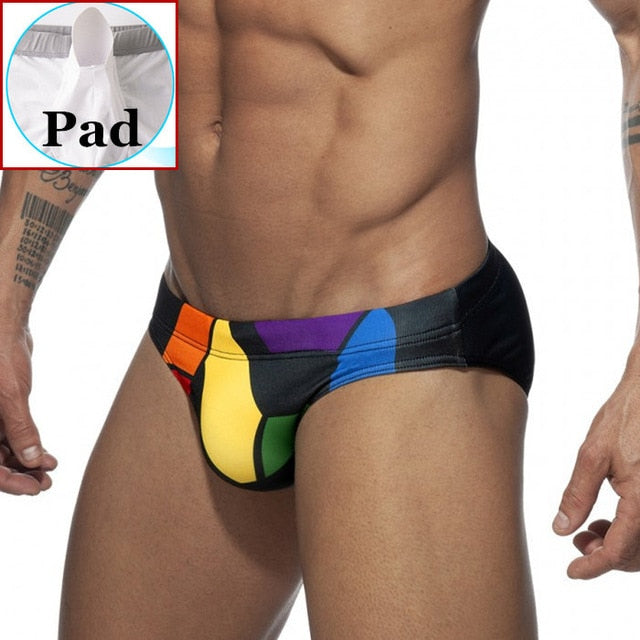 Solid Colorful Patchwork Sporty Men Brief