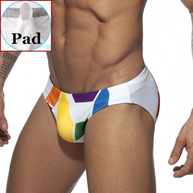 Solid Colorful Patchwork Sporty Men Brief