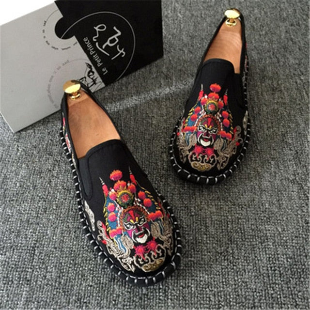 Men Colorful Embroidery Espadrilles Light Canvas Shoes