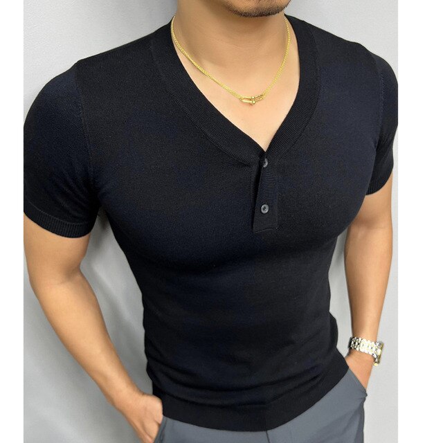 Slender Knitted Short Sleeved T-shirt