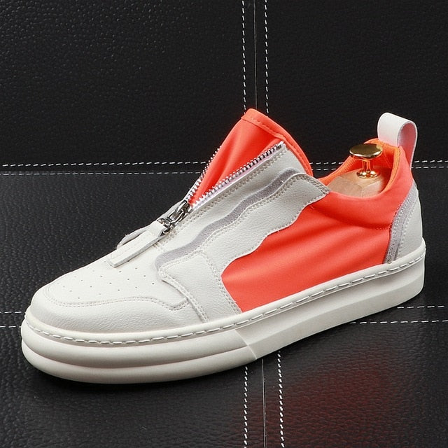 Zipper Youth Casual Air Mesh Breathable Thick Bottom Style Men Sneakers