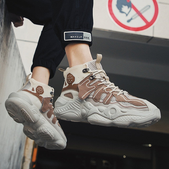 Mix Color Bright Trend High Top Casual Lace Up Men Sneaker