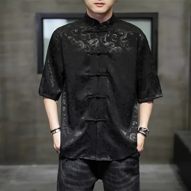 Dragon Embroidery Plus Size Chinese Style Shirt