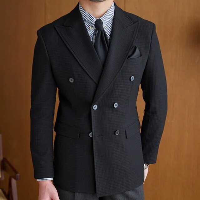 Lapel Collar Double-Breasted Blazer