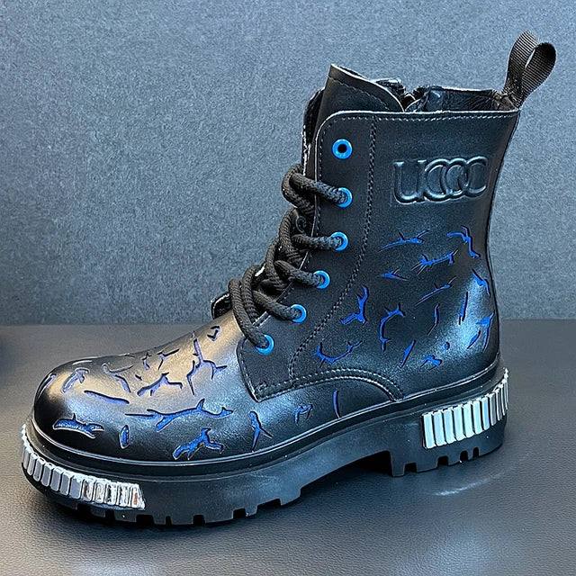 Casual Punk Style Black PU Boots