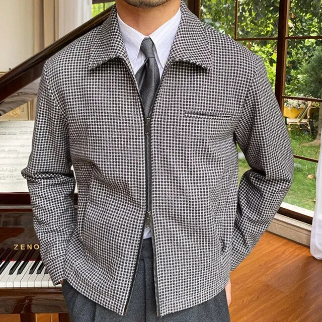 Color Contrast Houndstooth Pattern Jacket