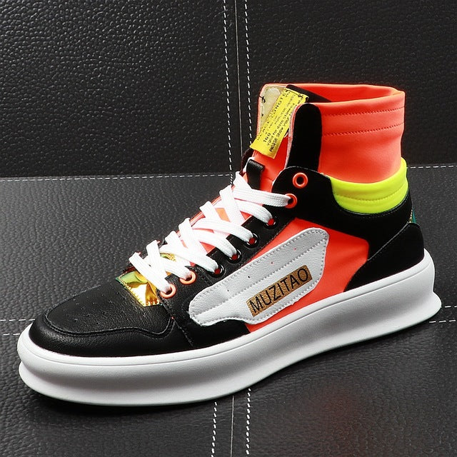 Bright Colour Air Mesh Sneakers High Top Trend Men Sneaker