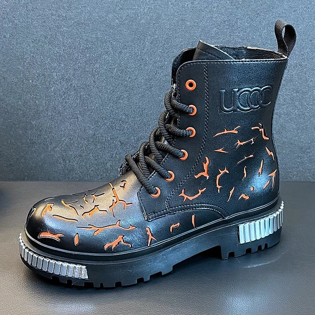 Casual Punk Style Black PU Boots