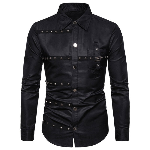 Chest Rivet Rows Men Goth Style Shirt