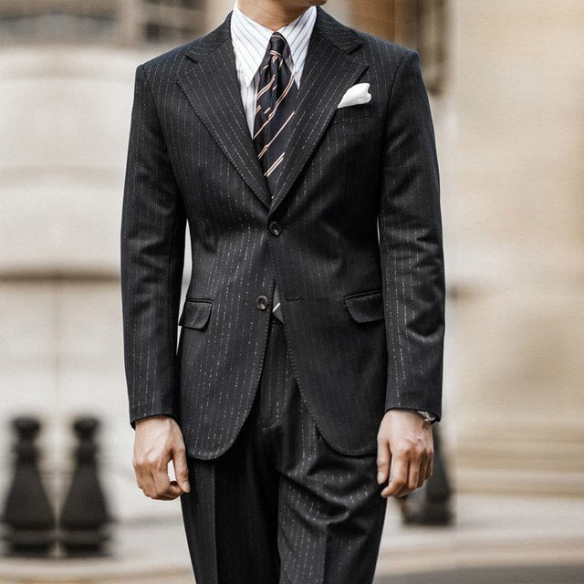 Stripes Single-Breasted Polyester Suit