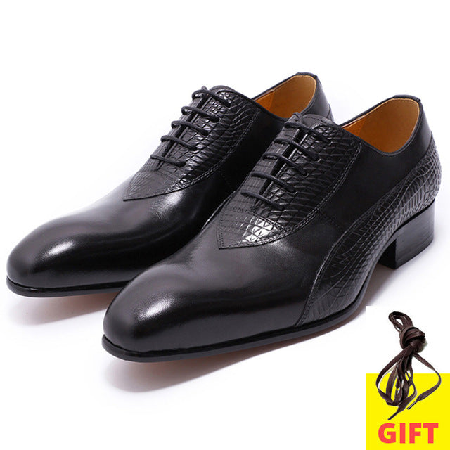 Patterned Leather Combination Men Classic Oxford Shoes