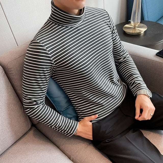 White Horizontal Stripes Decorated Long Sleeve T-Shirt