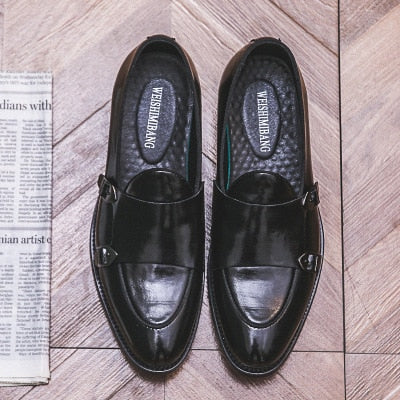Leather Classic Buckles Men Slip On Formal Loafers