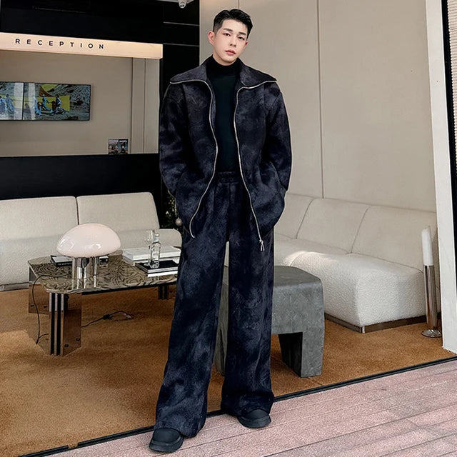 Trendy Tie-Dyed Sweater Wide Leg Pants Set