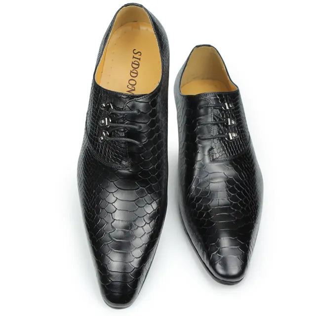 Classic Crocodile Pattern Oxford Shoes