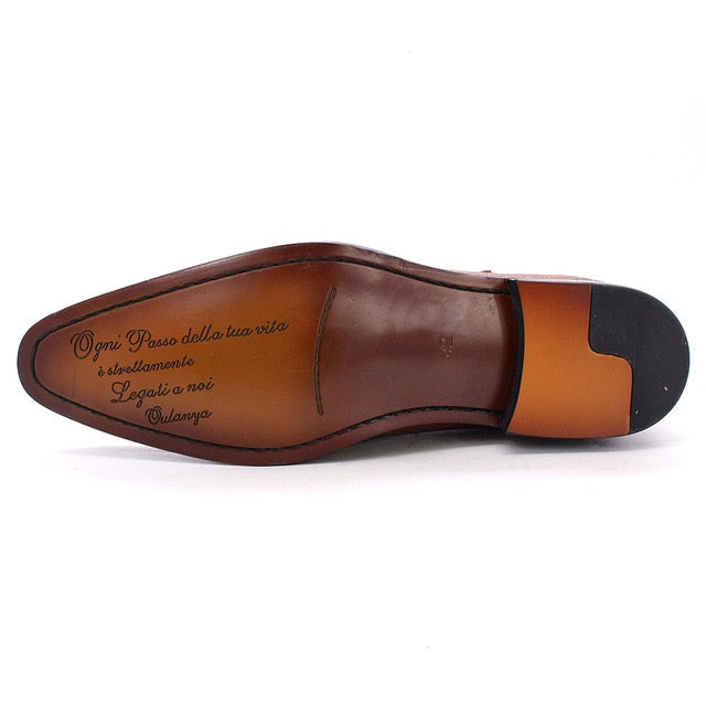 Snake Patterned Single-Strapped Leather Monk Shoes