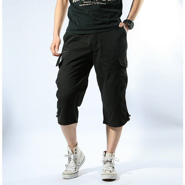 Cotton Solid Cargo Multi Pocket Style Men Shorts